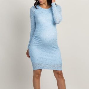 Pink blush light blue maternity dress